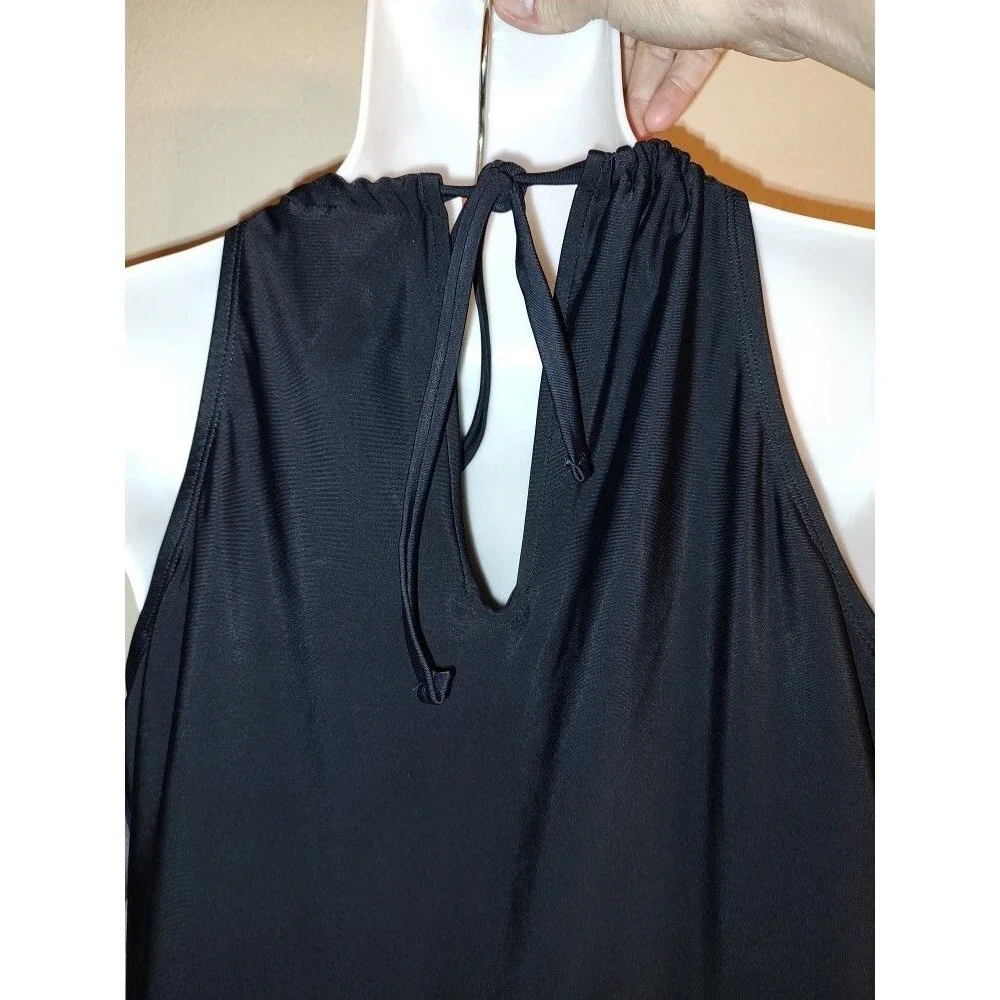 New with tag Women Swimsuits for All Black One Piece Swim Dress w Briefs Size 22